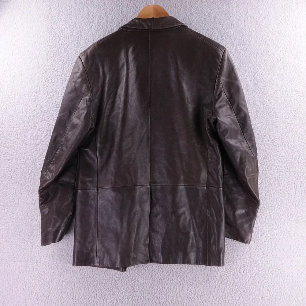 Banana Republic Mens Dark Brown Genuine Leather Two Button Blazer Jacket Size M